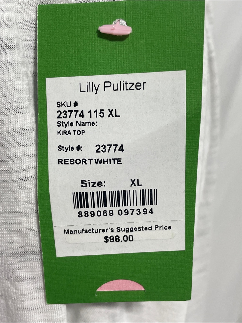Lilly Pulitzer Kira Top Resort White V-Neck Swim Cover-Up Tunic NWT. Size XL. - Picture 5 of 13